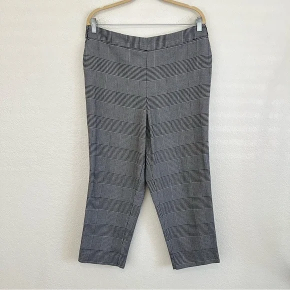 Worthington Black and White High Rise Glen Plaid Pull-On Pants Women’s Size 12 - Picture 2 of 13